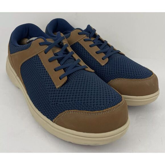 Orthofeet Tabor Orthopedic Shoes Sneakers 20215 Blue Brown Mens Size 10 2E Wide - Picture 1 of 5